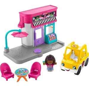 🪂Fisher-Price Little People Barbie City Adventures Cafe and Cab Playset